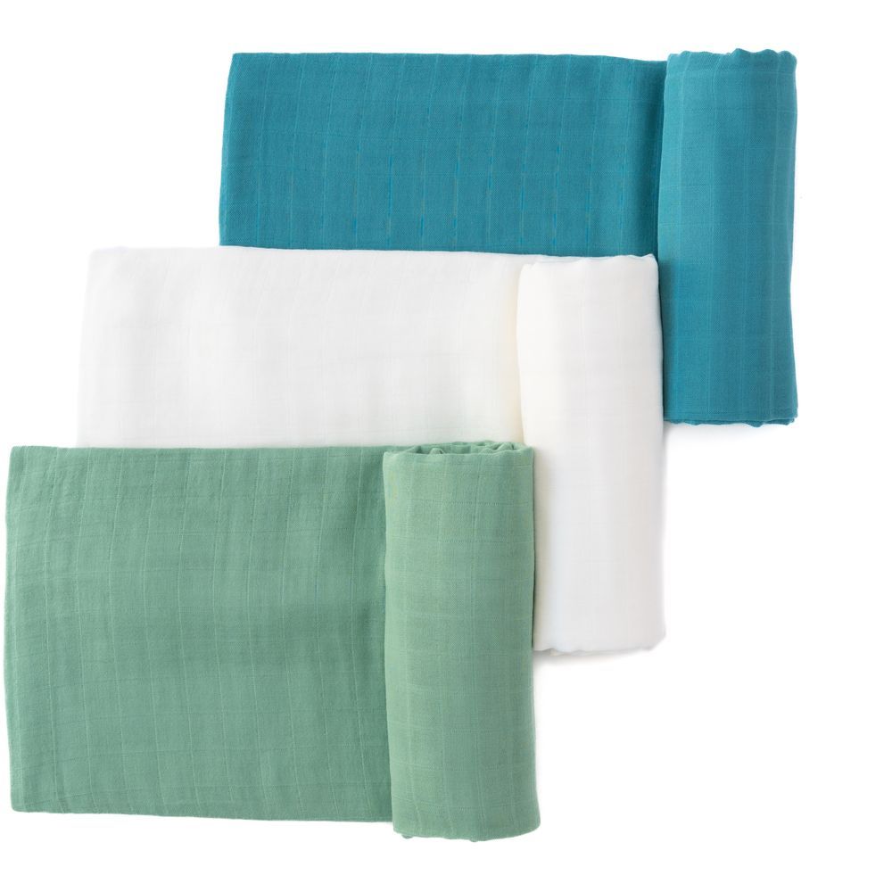 Anvi Baby - Aquamarine Bamboo Swaddle 120x120cm - Pack of 3