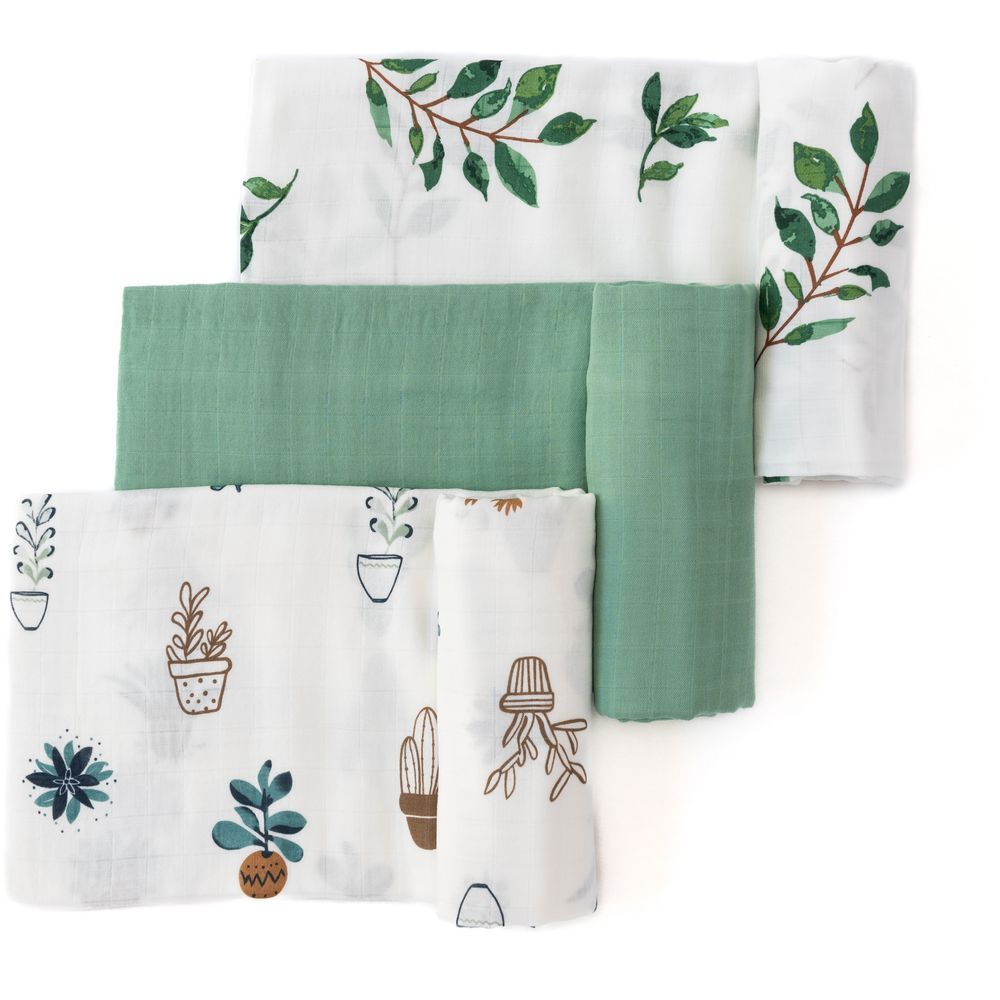 Anvi Baby - Green Planet Bamboo Swaddle 120x120cm - Pack of 3