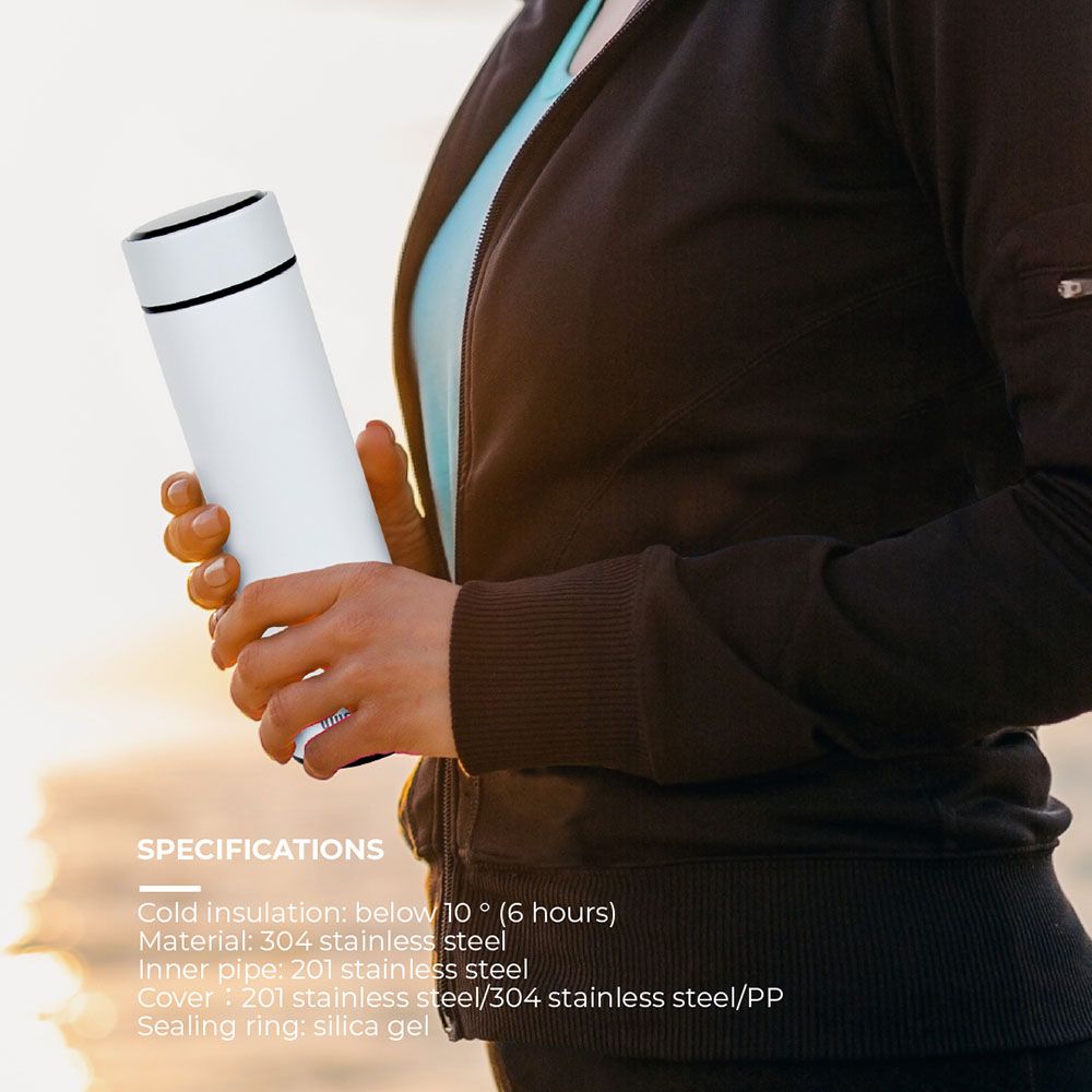 Blupebble - Smart Water Bottle w/ LED Temperature Display - White