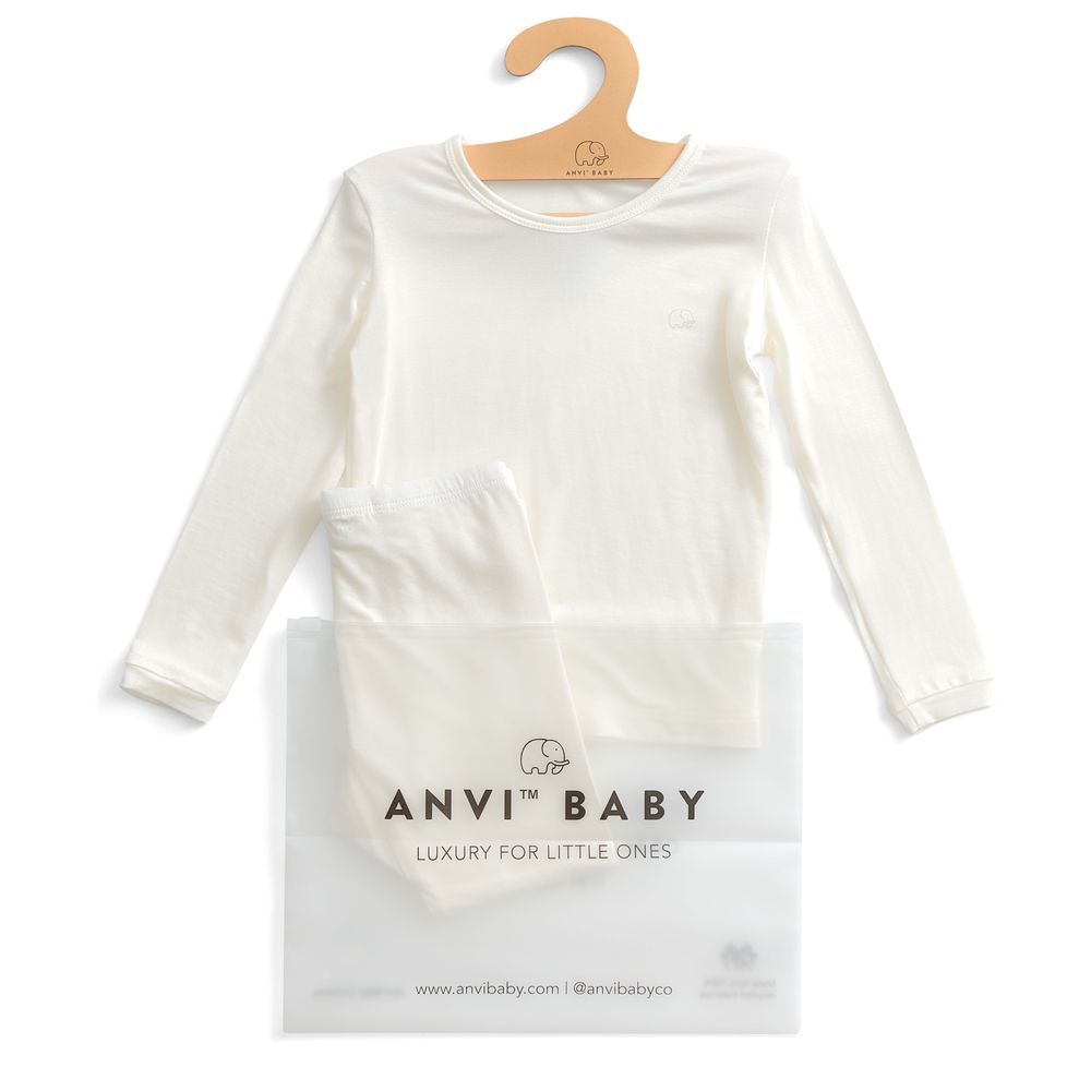 Anvi Baby - 2pc-Set - Bamboo Spandex Pyjama - White