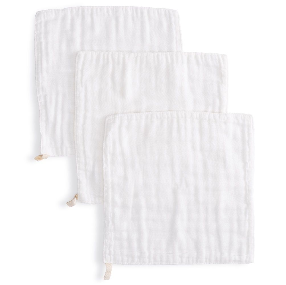 Anvi Baby Organic Face & Burp Cloth / Towel Pack of 3 - White Crow