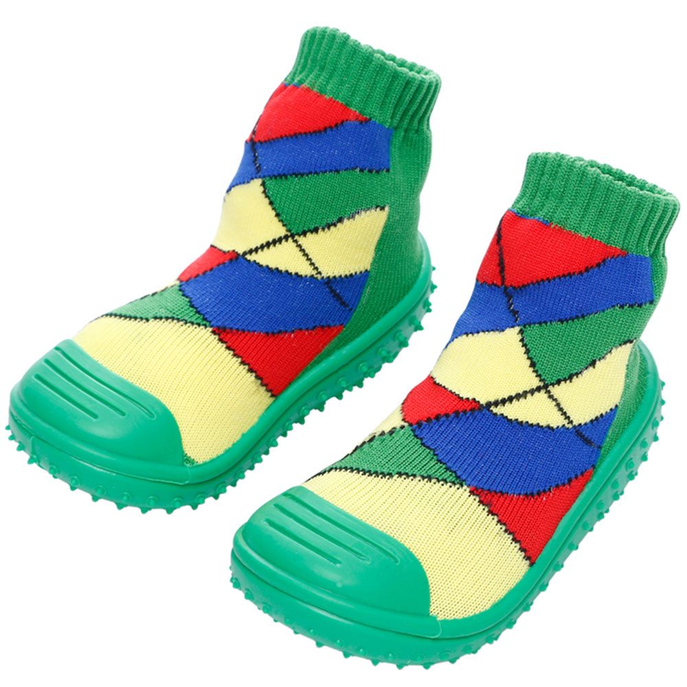 COOL GRIP Baby Shoe Socks Green Checker