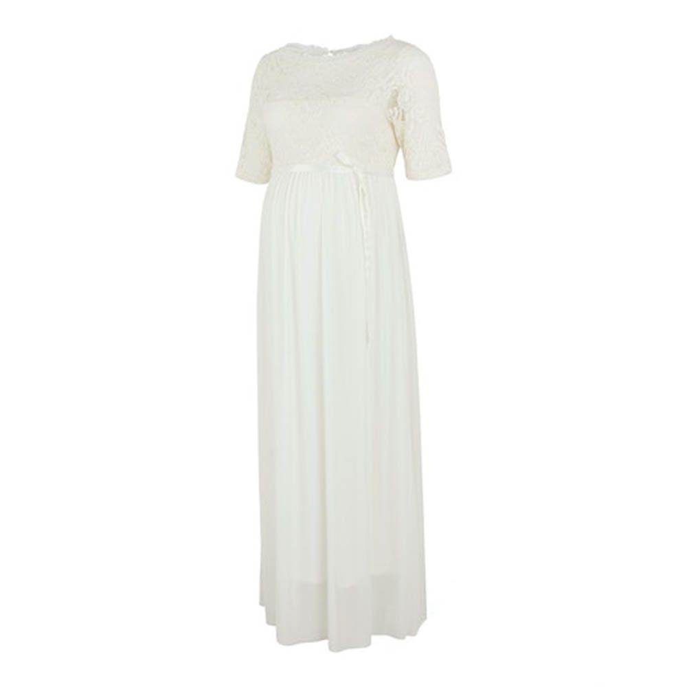 Mamalicious - Maternity Mesh Maxi Dress - Snow White