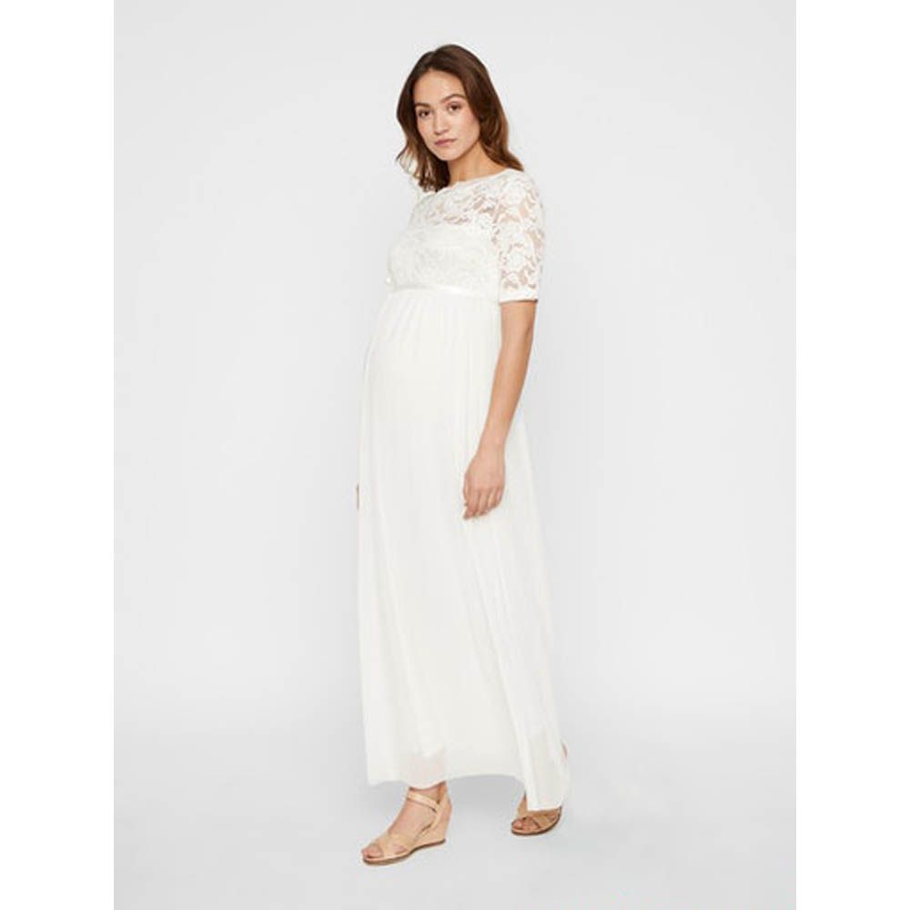 Mamalicious - Maternity Mesh Maxi Dress - Snow White