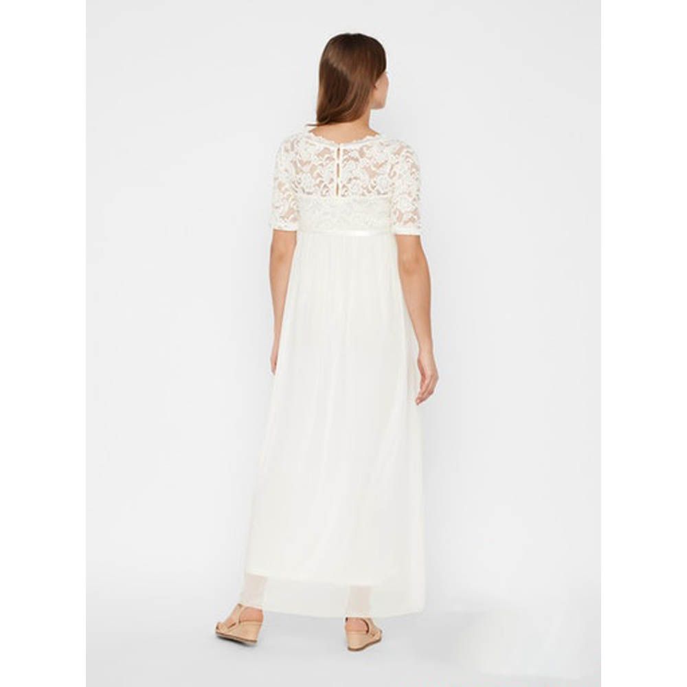 Mamalicious - Maternity Mesh Maxi Dress - Snow White