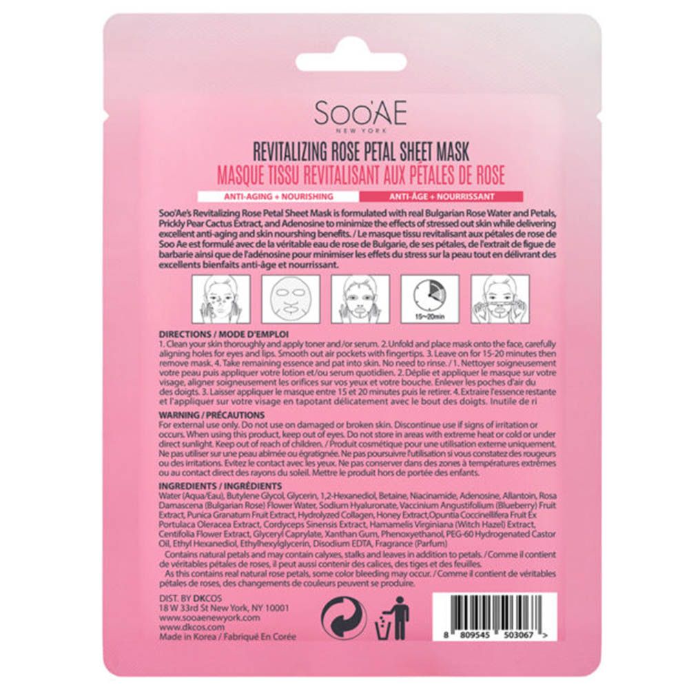 Soo'ae - Revitalizing Rose Petal Sheet Mask