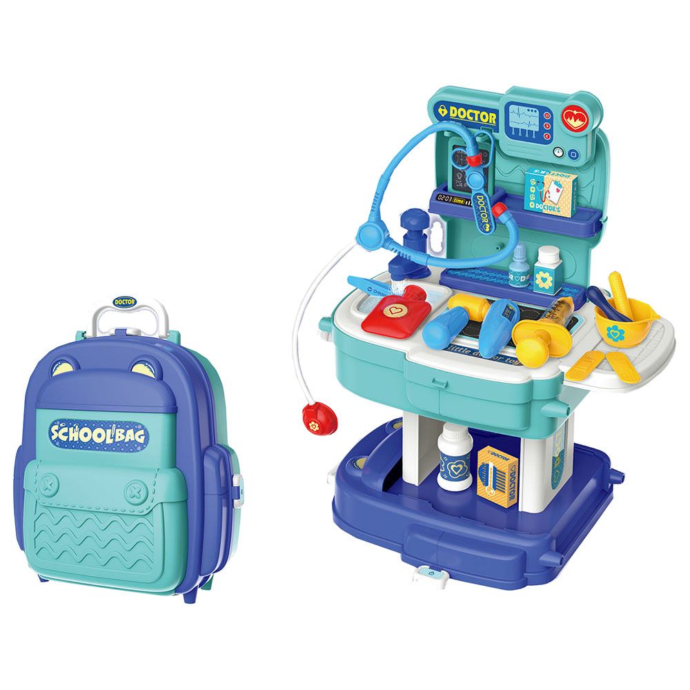 Jawda - 2-in-1 School Bag Doctor Set Toy - Blue