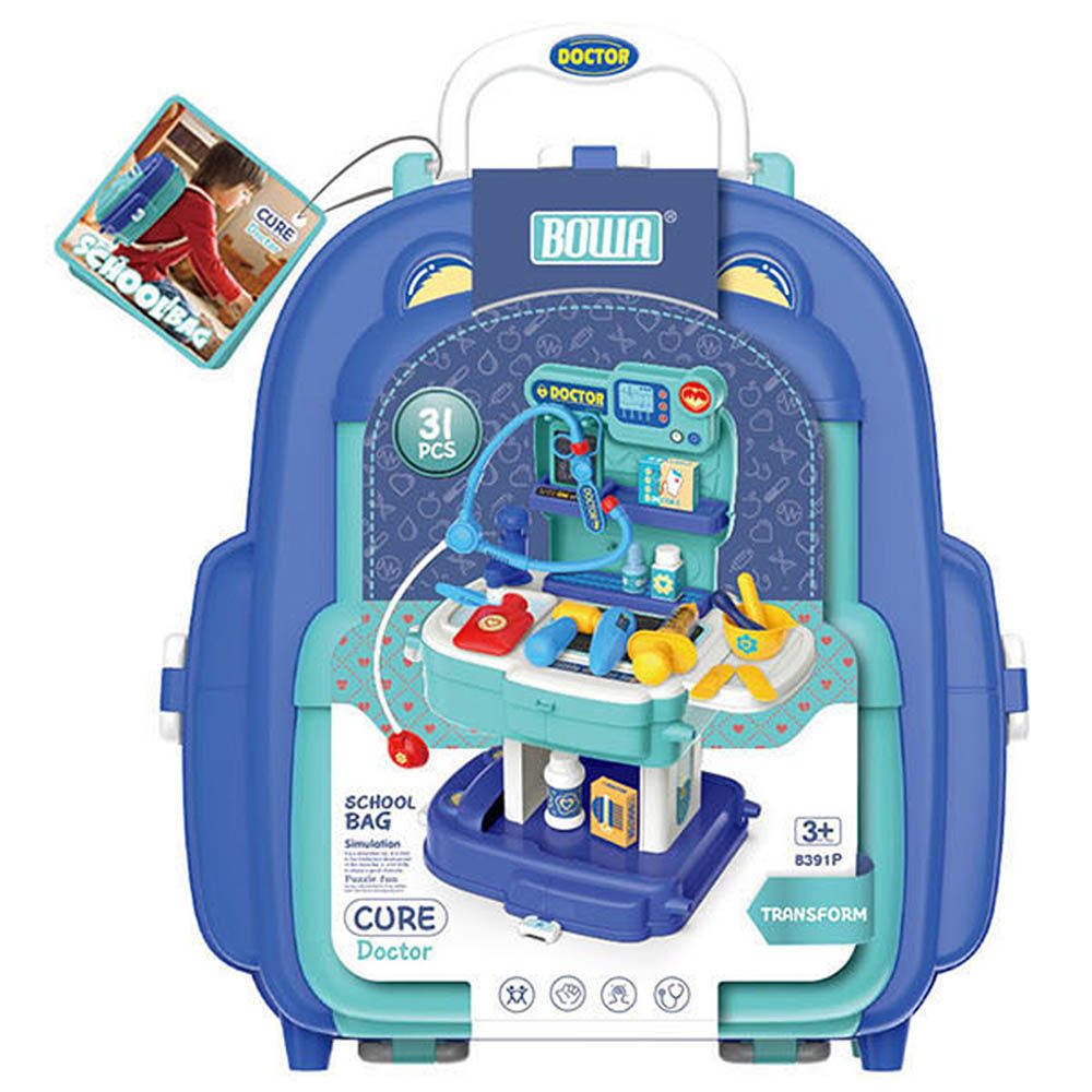 Jawda - 2-in-1 School Bag Doctor Set Toy - Blue