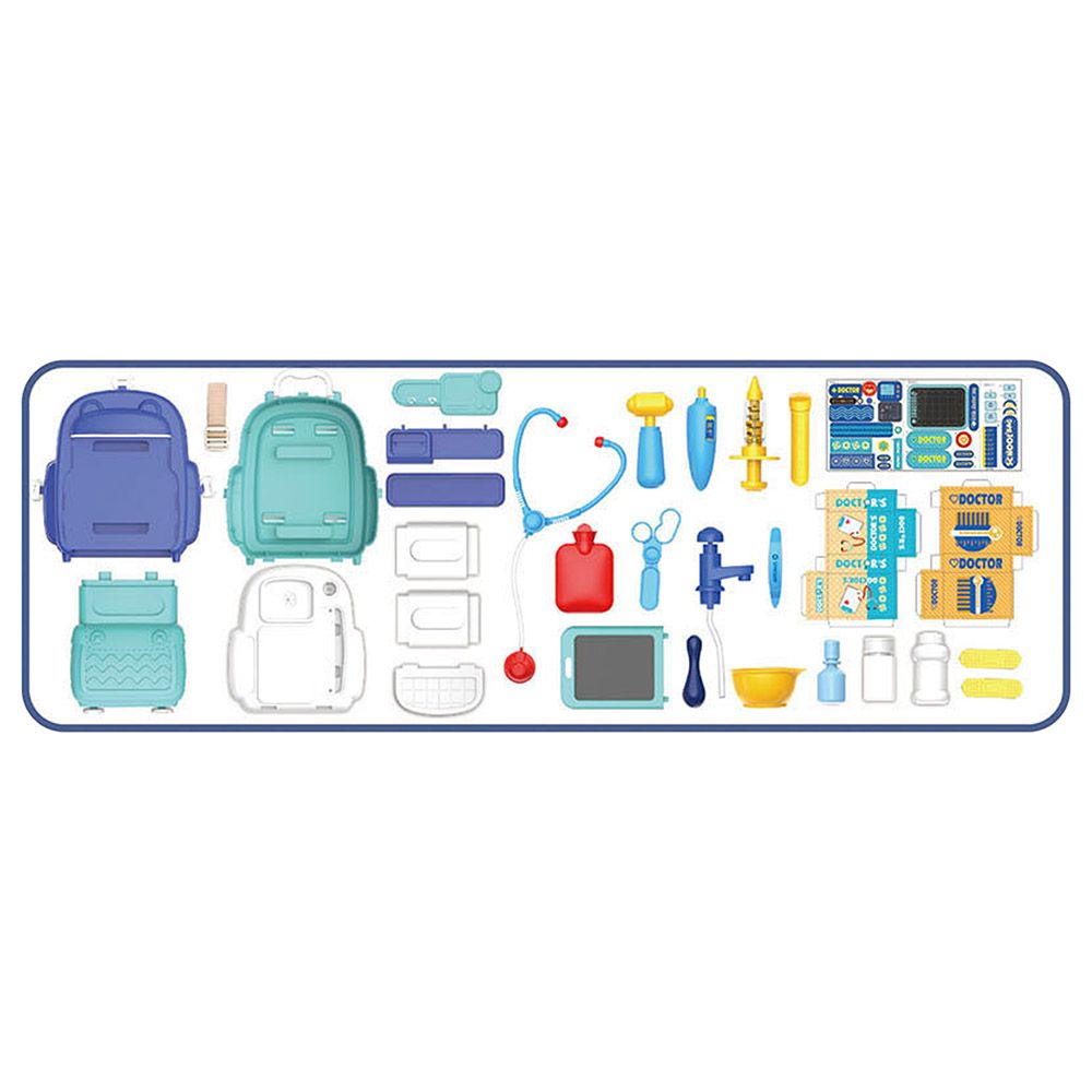 Jawda - 2-in-1 School Bag Doctor Set Toy - Blue