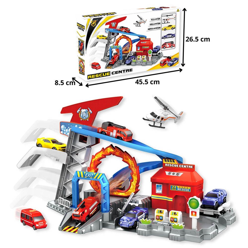 Fitto - 2-In-1 Race Gas Station Playset - 20pcs - Red