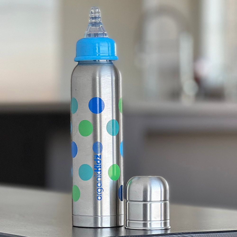 OrganicKidz - Thermal Narrow Necked Bottle - Spotty - 270ml 