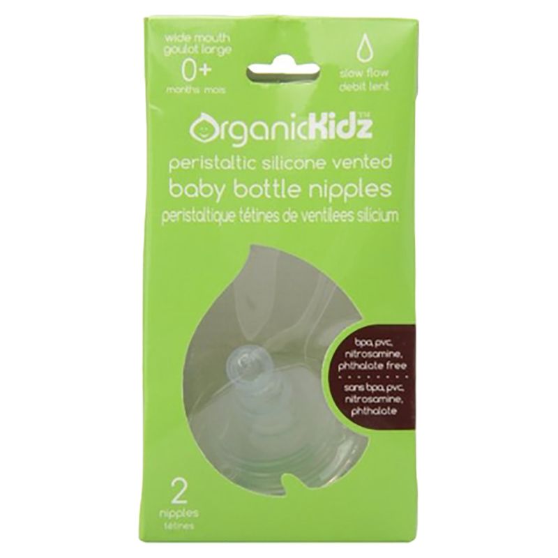 OrganicKidz - Peristaltic Slow Flow Narrow Necked Nipples - Pack Of 2