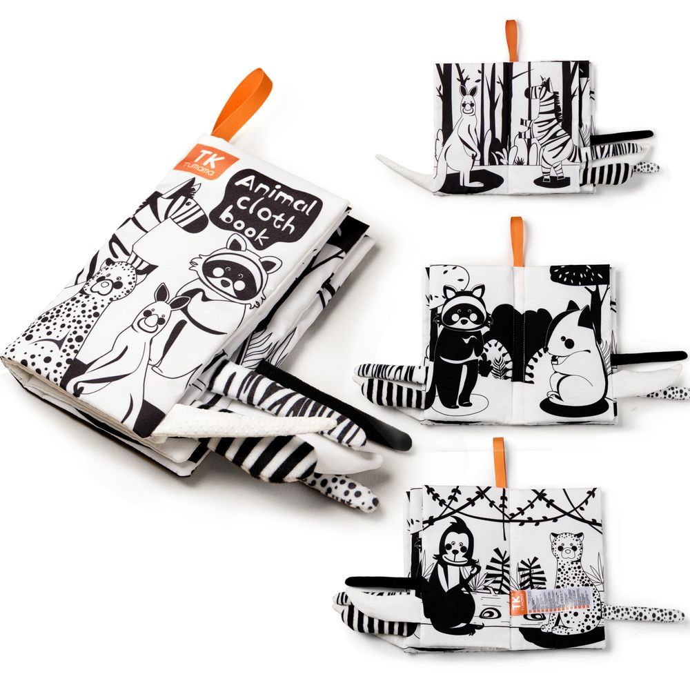 Tumama - Black & White Animal Sensory Tail Cloth Book