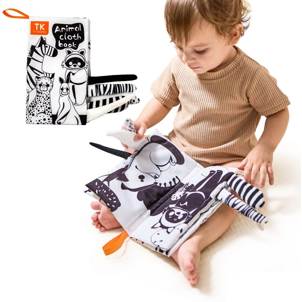 Tumama - Black & White Animal Sensory Tail Cloth Book