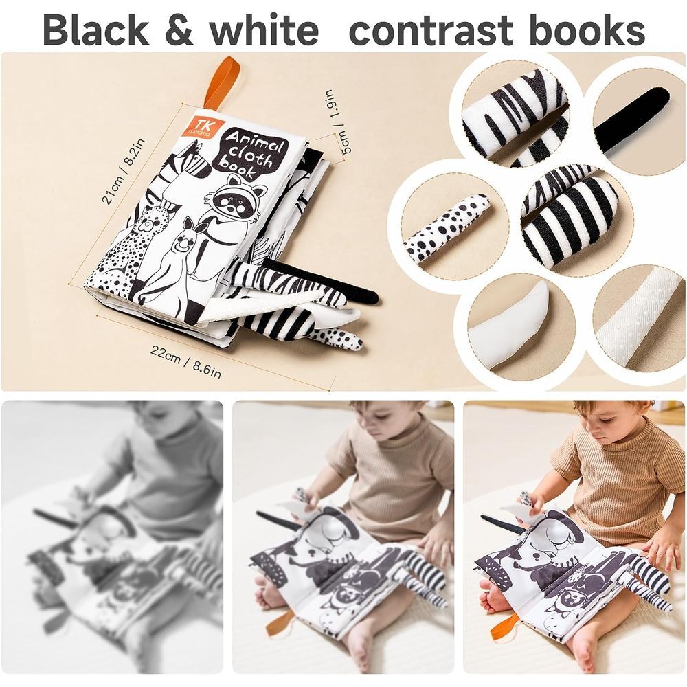 Tumama - Black & White Animal Sensory Tail Cloth Book