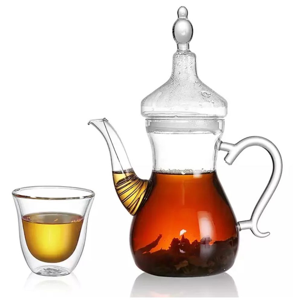 1Chase - Heat Resistant Borosilicate Arabic Glass Teapot 1000ml