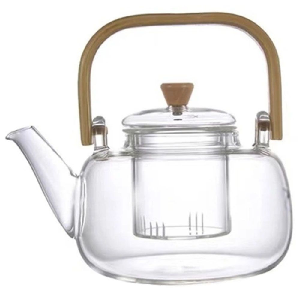 1Chase - Borosilicate Glass Teapot w/ Infuser & Bamboo Handle 1000ml