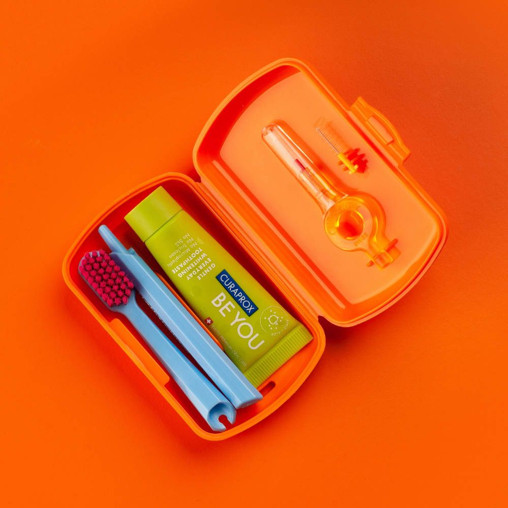 Curaprox - Travel Set Orange Travel Toothbrush Box