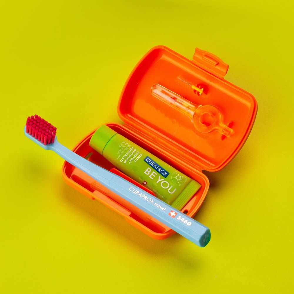 Curaprox - Travel Set Orange Travel Toothbrush Box