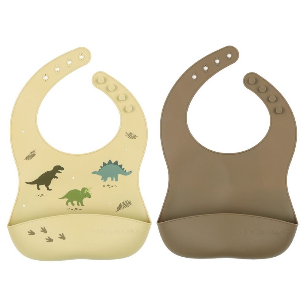 A little Lovely Company - Silicone Bib - Pack of 2 - Dinosaurs