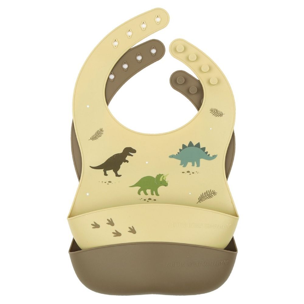 A little Lovely Company - Silicone Bib - Pack of 2 - Dinosaurs