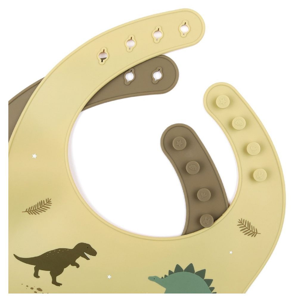 A little Lovely Company - Silicone Bib - Pack of 2 - Dinosaurs