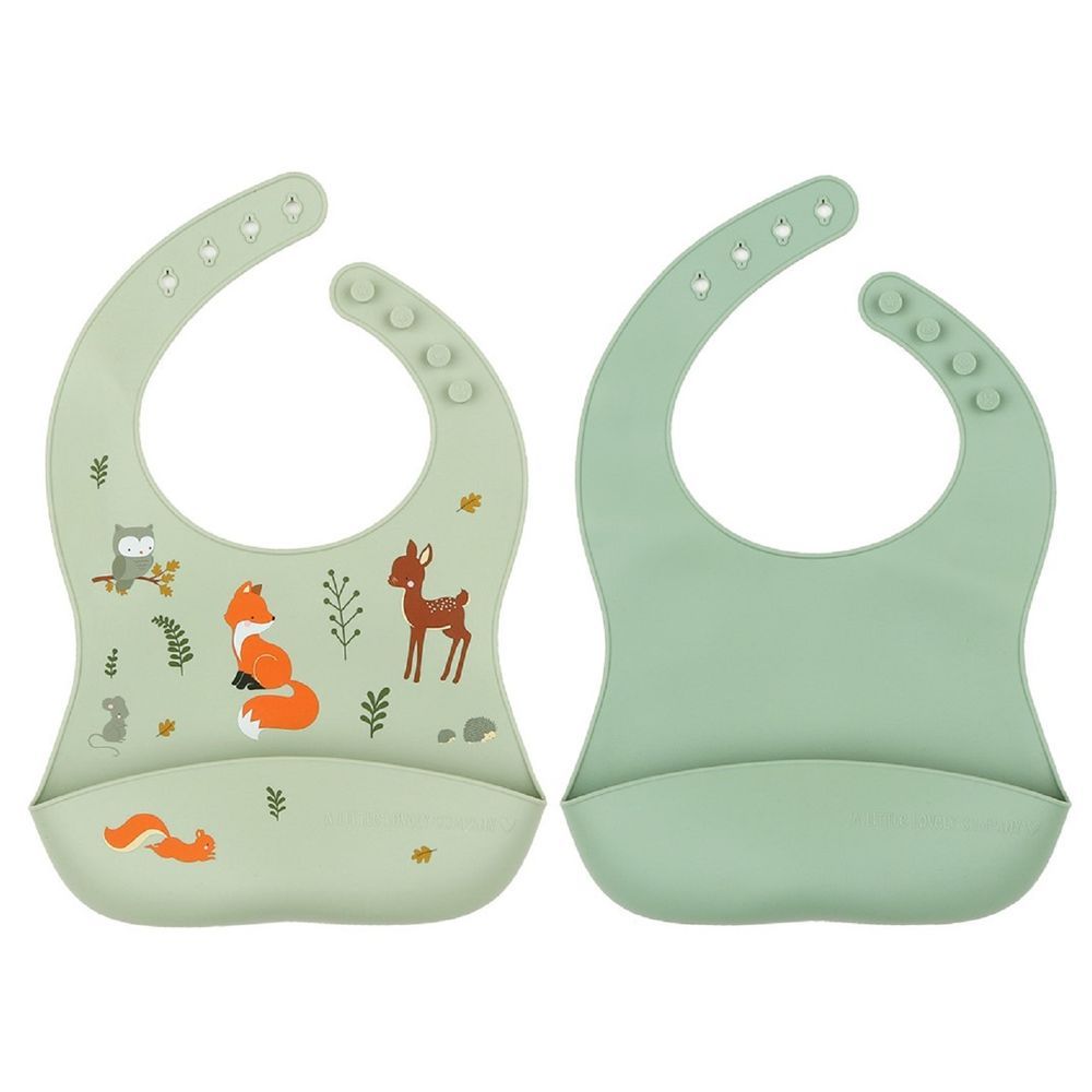 A little Lovely Company - Forest Friends Silicone Bib - Pack of 2