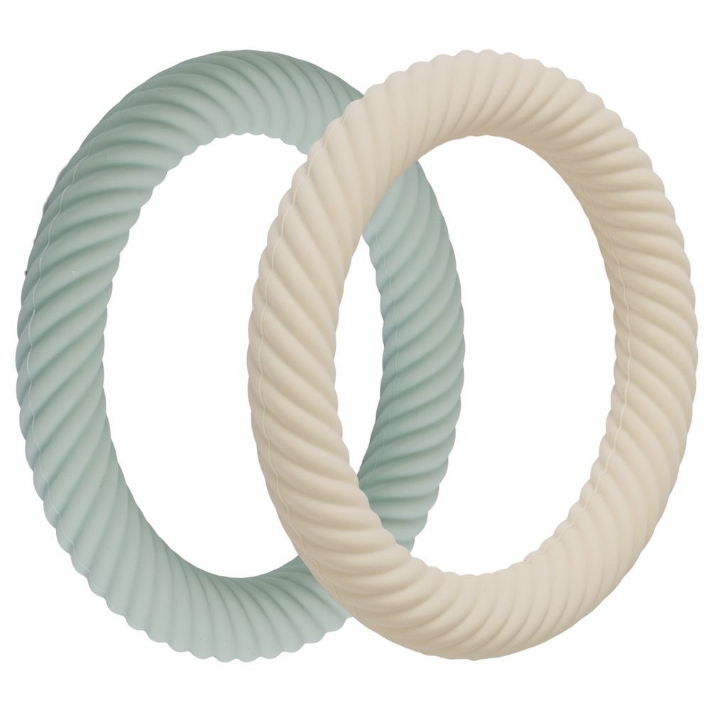 A little Lovely Company - Classic Teether - Pack of 2 - Sage/Cream