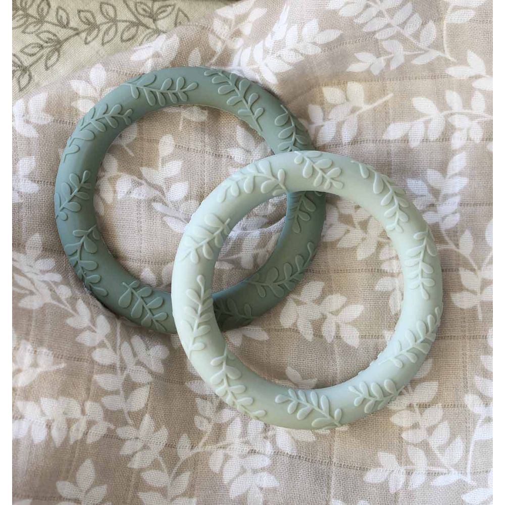 A little Lovely Company - Leaves Teether - Pack of 2 - Sage