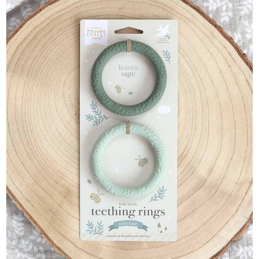 A little Lovely Company - Leaves Teether - Pack of 2 - Sage