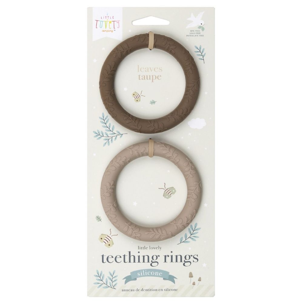 A little Lovely Company - Leaves Teether - Pack of 2 - Taupe