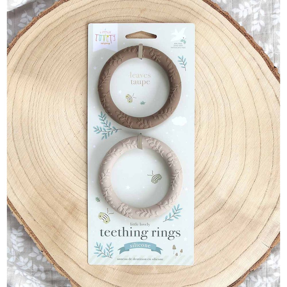 A little Lovely Company - Leaves Teether - Pack of 2 - Taupe