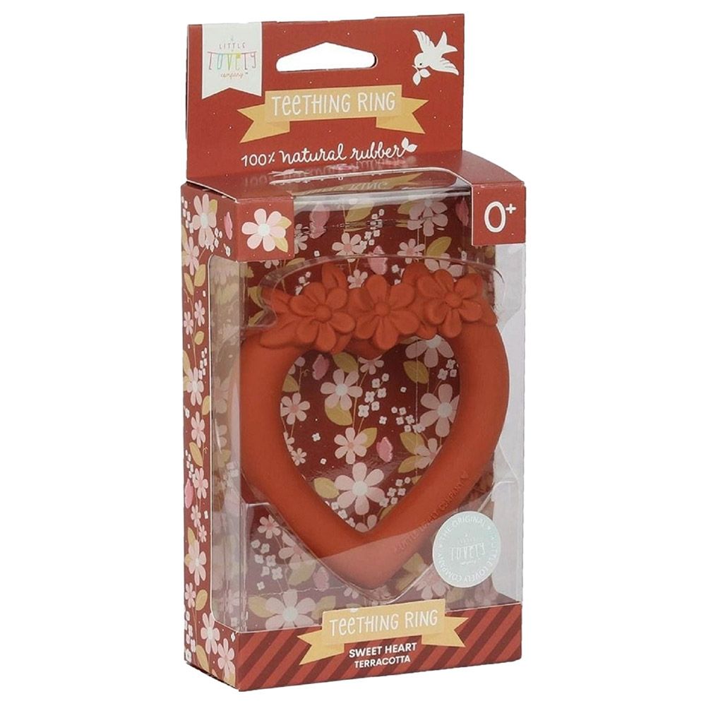 A little Lovely Company - Teething Ring Sweet Heart - Terracotta