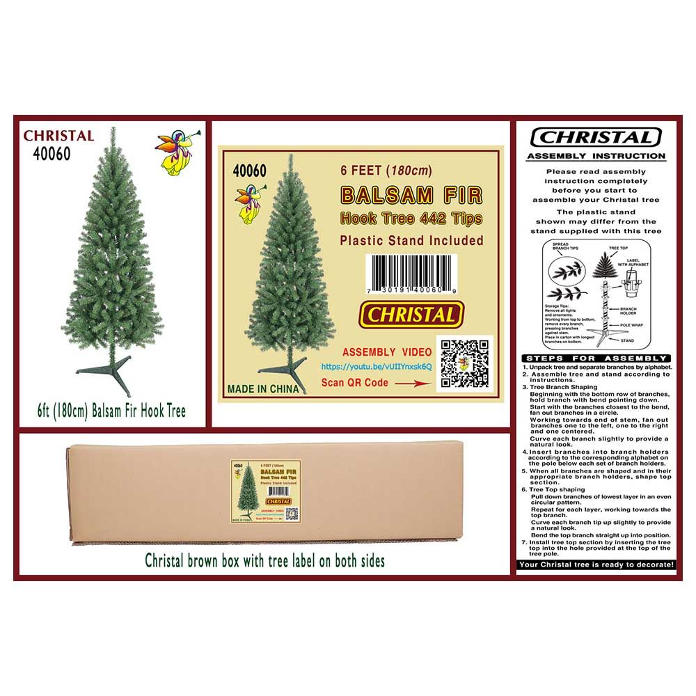 Balsam - Fir Hook Christmas Tree 499 Tips - 6ft (180cm) - Green