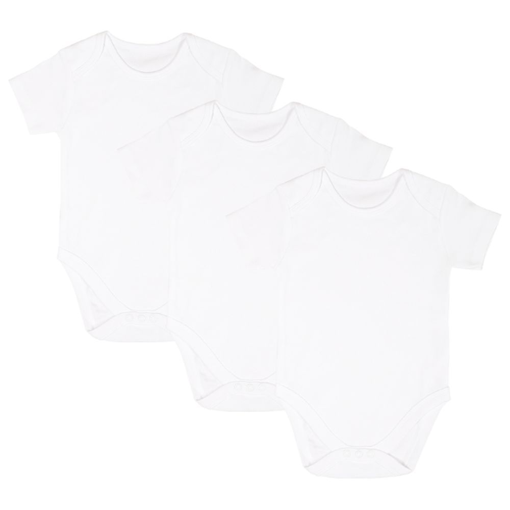 Impressions - 3pc-Set - Cotton Half Sleeved Sleepsuit - White