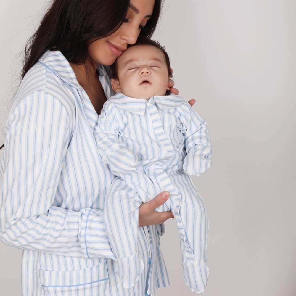 Cosset - 2pc-Set - Strand Long Sleeves Shirt & Pyjama - Blue