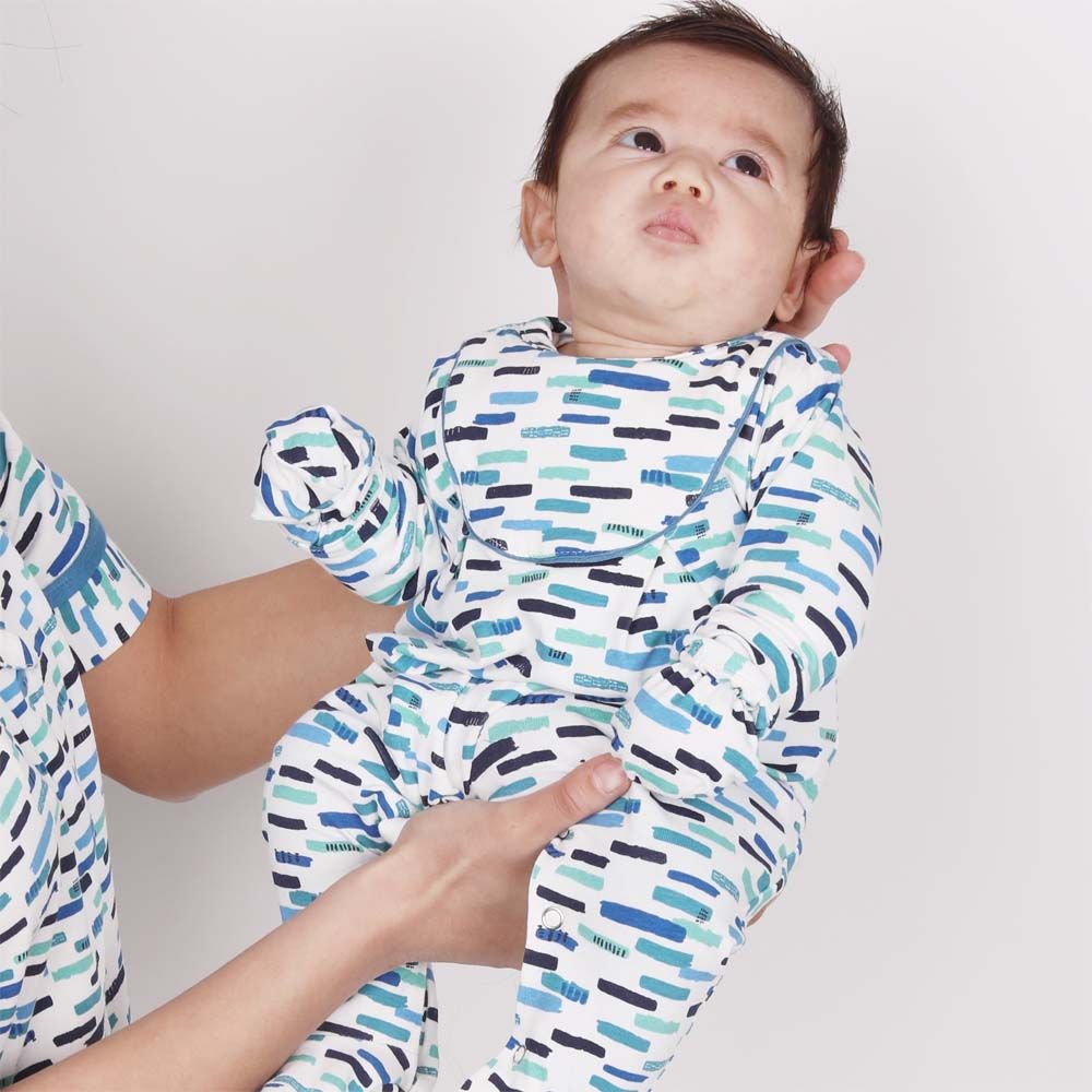 Cosset - 2pc-Set - Squiggle Shirt & Pyjama - Blue