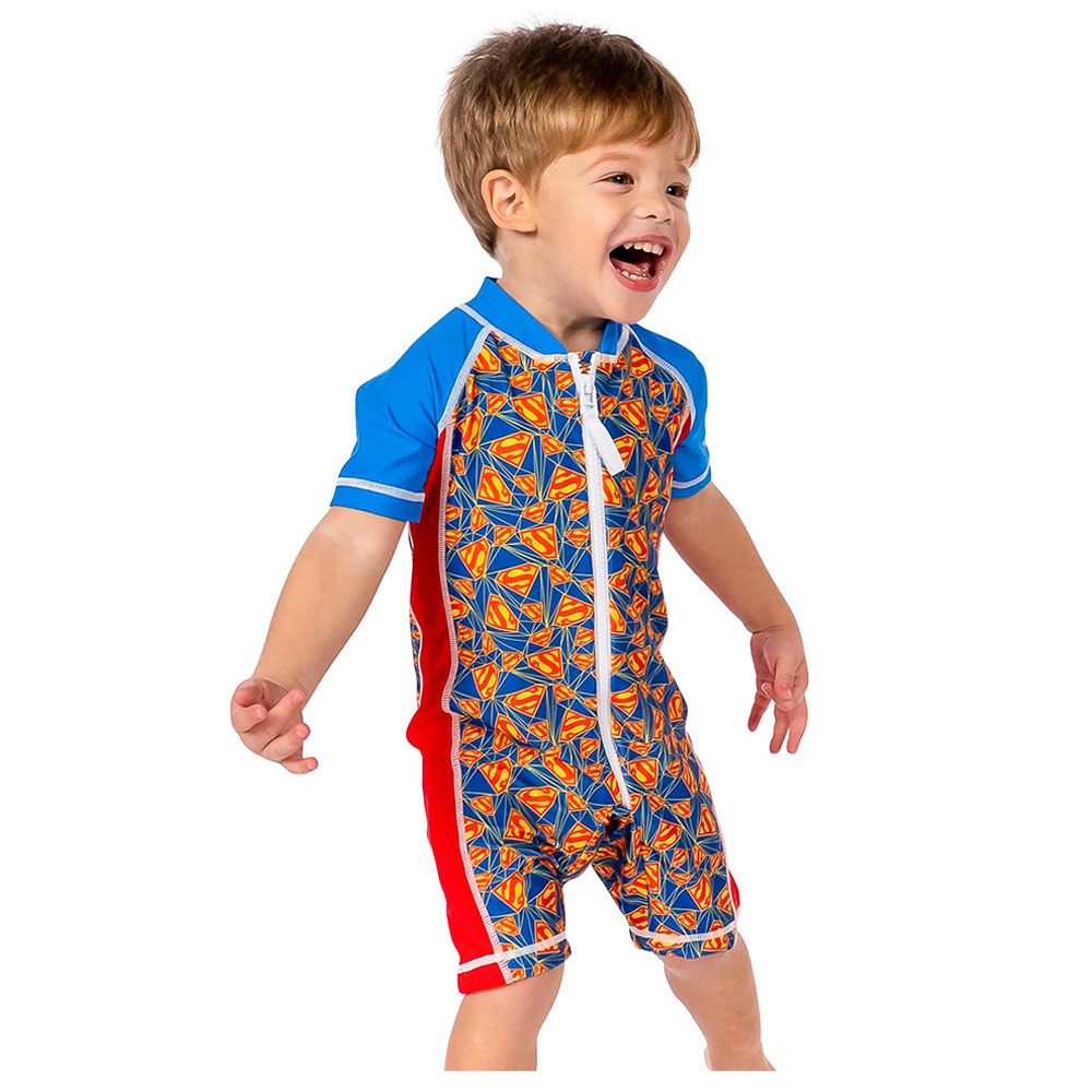 Coega Sunwear - Boys Baby Swim Suit - Blue Superman Logo