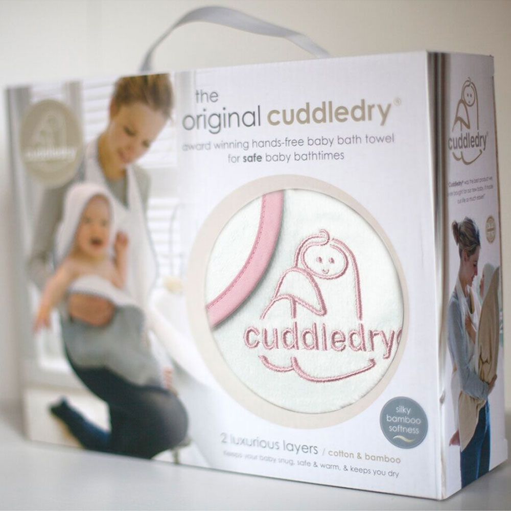 Cuddledry - Original Baby Bath Towel - White/Pink