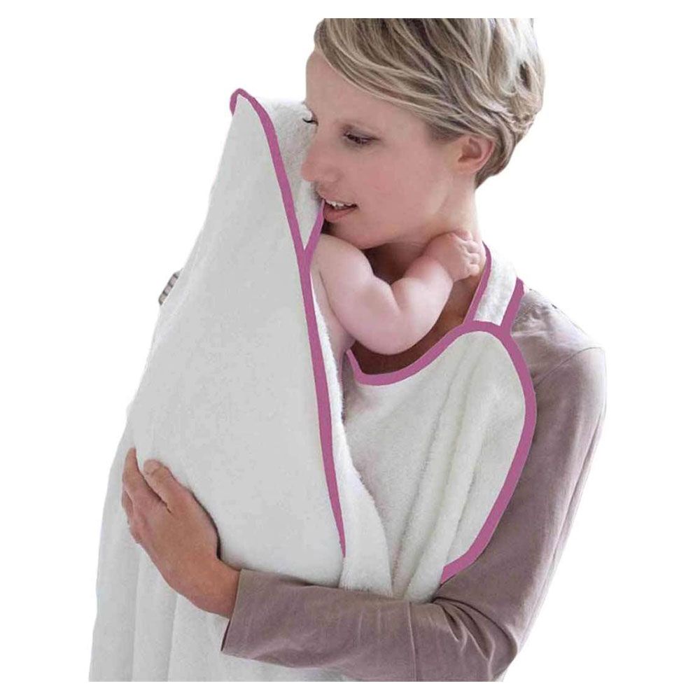 Cuddledry - Original Baby Bath Towel - White/Pink