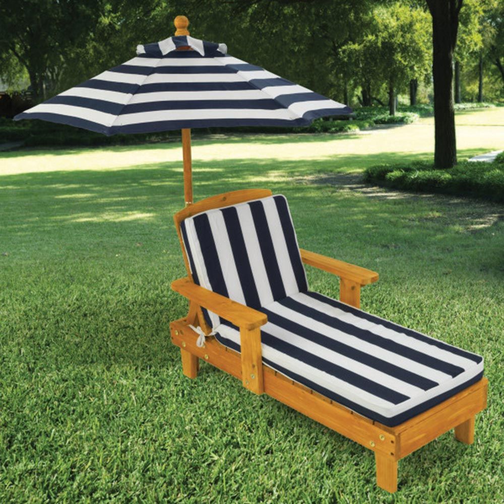 KidKraft Outdoor Chaise With Umbrella Navy