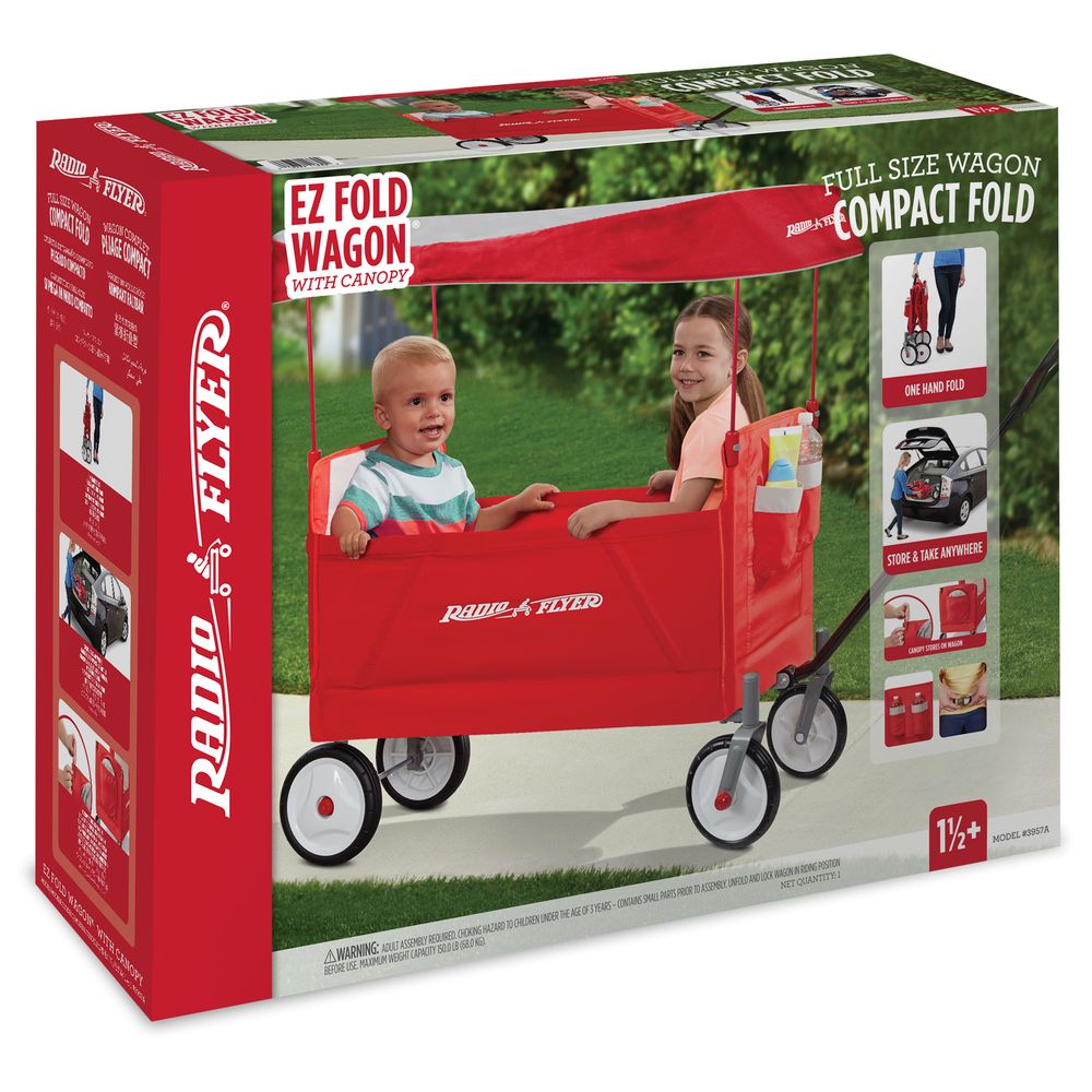 Radio Flyer 3 in 1 EZ Fold Wagon W Canopy Red