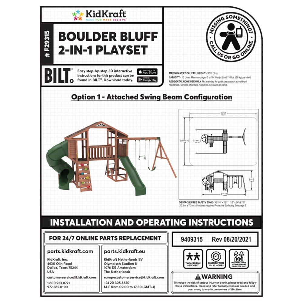 Kidkraft - Boulder Bluff 2-in-1 Wooden Swing Set