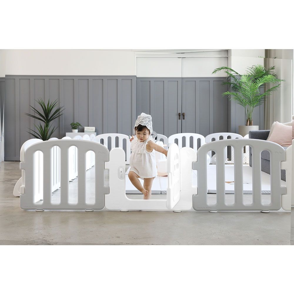 iFam - First Baby Room playard - 10pcs 140x200 - White & Grey