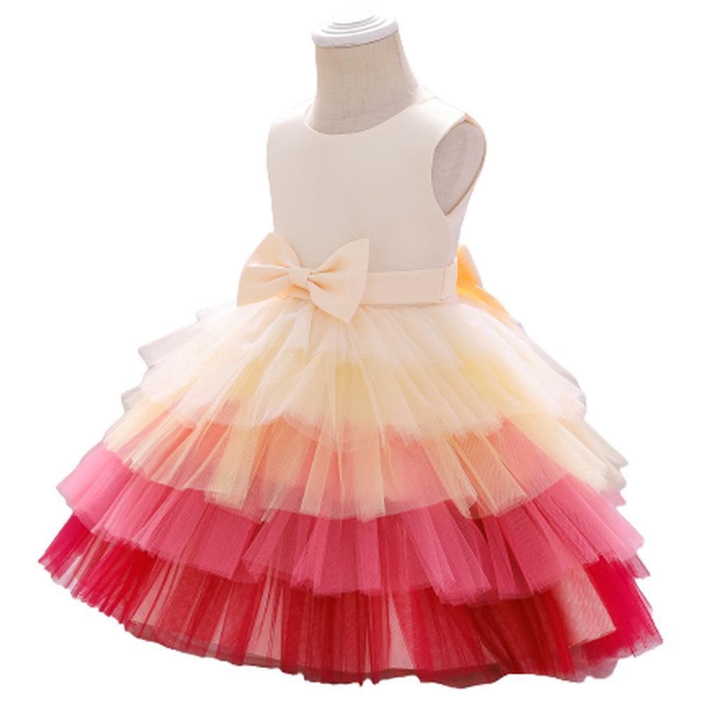 D' Daniela - Toddler Girls Ombre Layered Dress - Orange