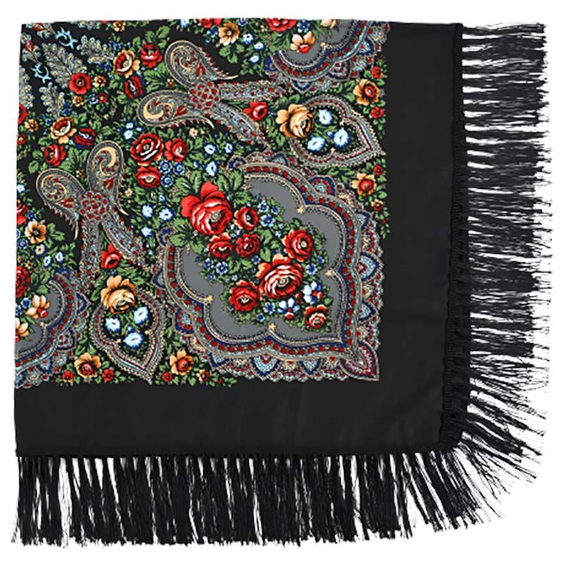 D' Daniela - Traditional Print Shawl - L - Black