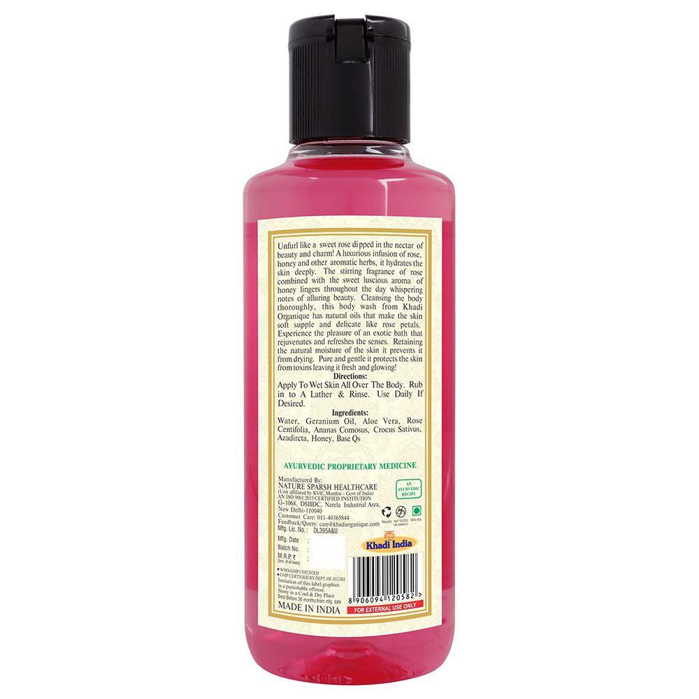 Khadi Organique Natural Rose And Honey Body Wash