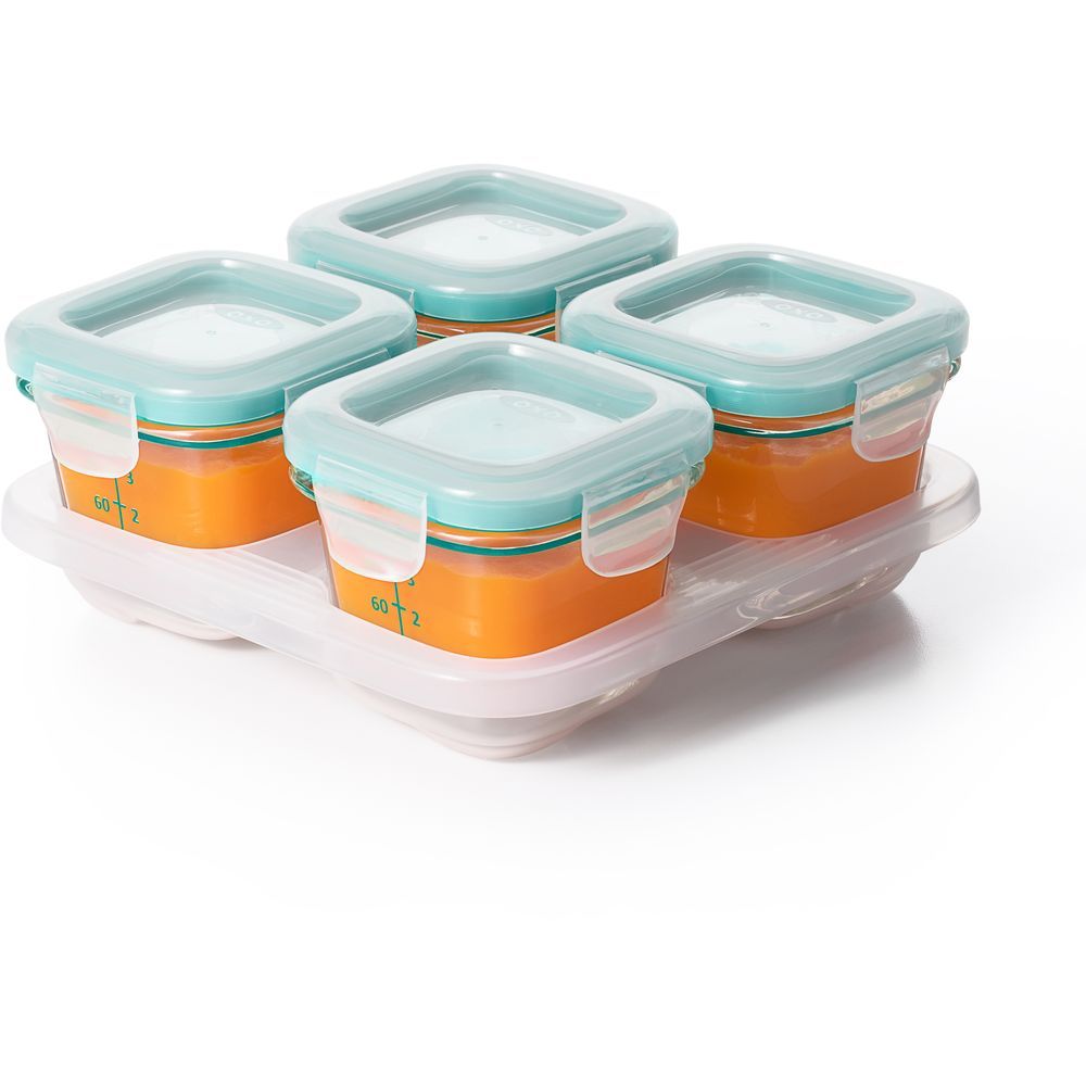 Oxo Tot - Glass Baby Blocks Container - 118 ml - Teal