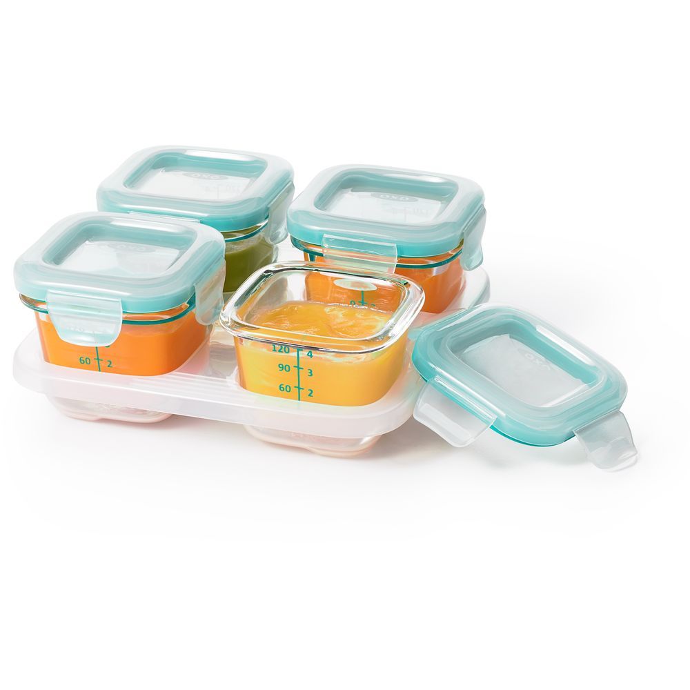 Oxo Tot - Glass Baby Blocks Container - 118 ml - Teal