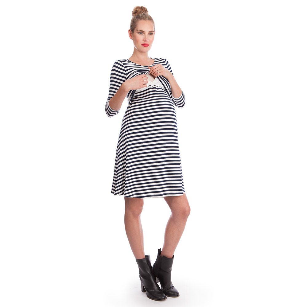 Seraphine - Nadia Nautical Stripe Nursing Dress